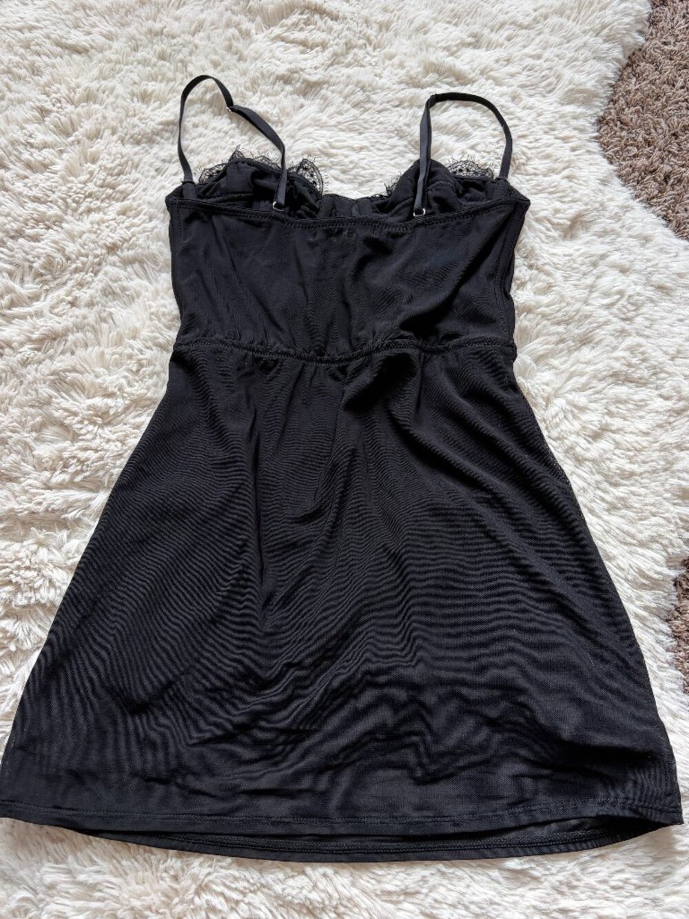 Urban Outfitters Black Lace Trim Corset Slip Mini Dress Small - Picture 3 of 4